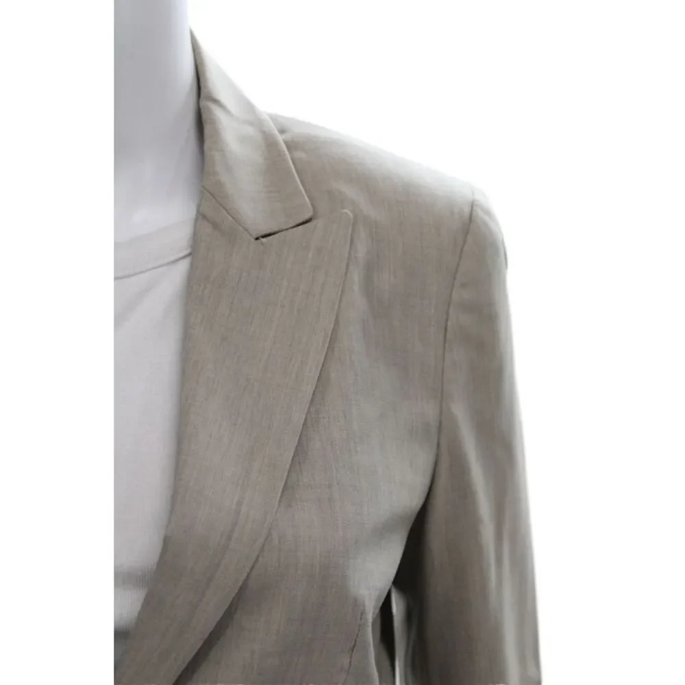 Theory Womens Basic Jacket Beige Wool Button Long Sleeve Size 4
